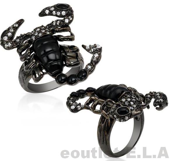 GENUINE ONYX SCORPIAN COCKTAIL RING-MADE IN ITALY